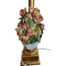 Mid Century Italian Handmade Porcelain Floral Flower Vase Bouquet Tbl. Lamp 25