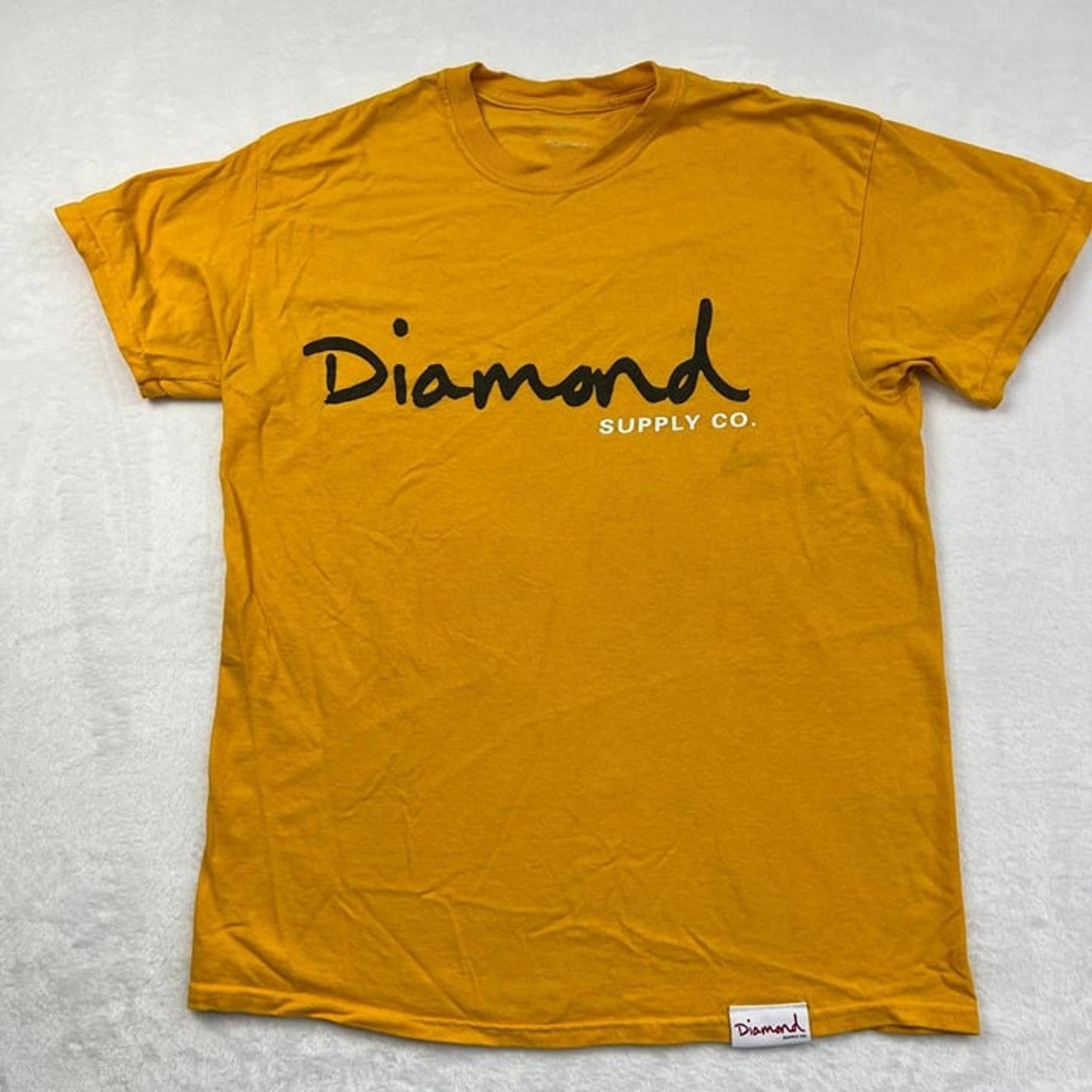 Diamond Supply Co. Shirt Mens Medium Yellow Short Sleeve Crew Neck Cotton M