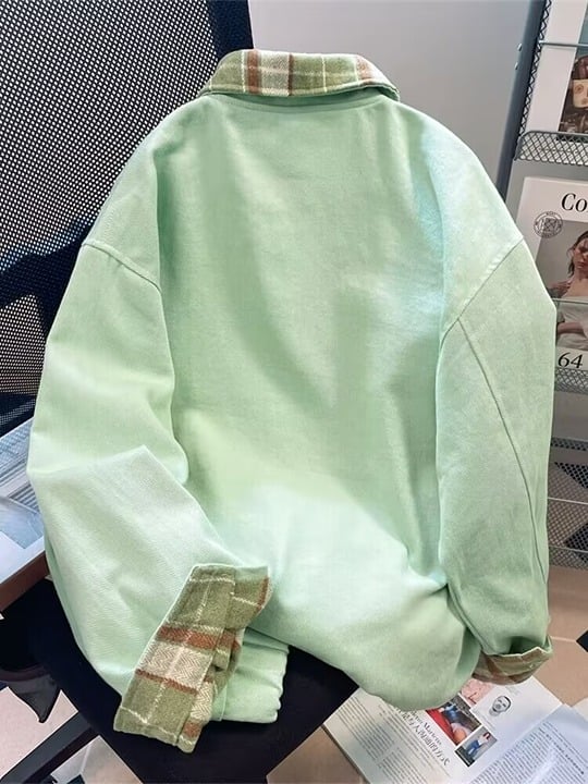 Retro little man lapel baseball coat
