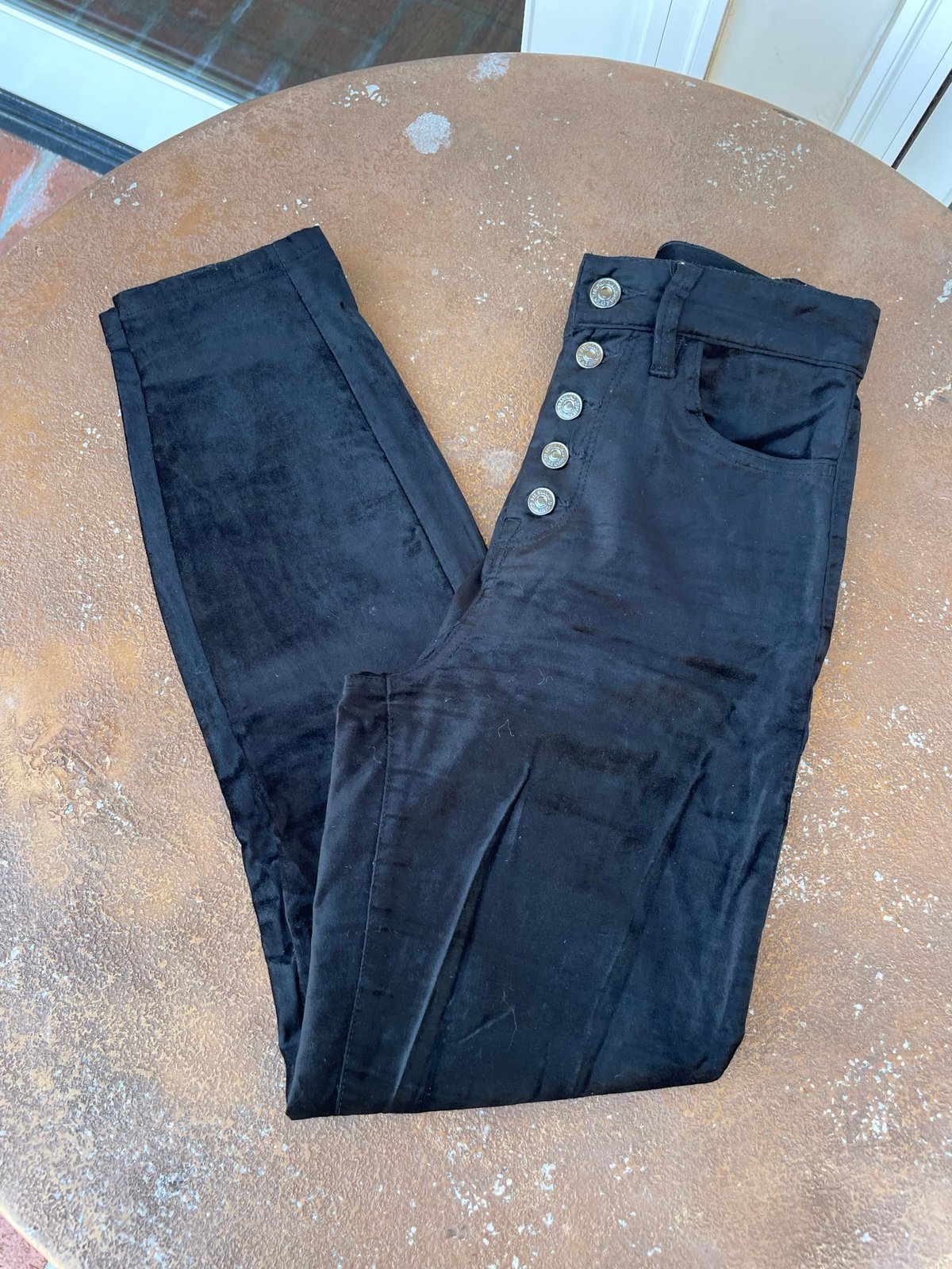7 for all mankind black velvet jeans pants sz 25