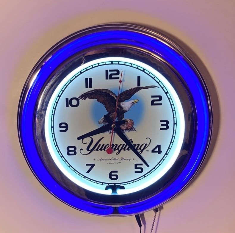 Yuengling Beer logo double ring neon clock