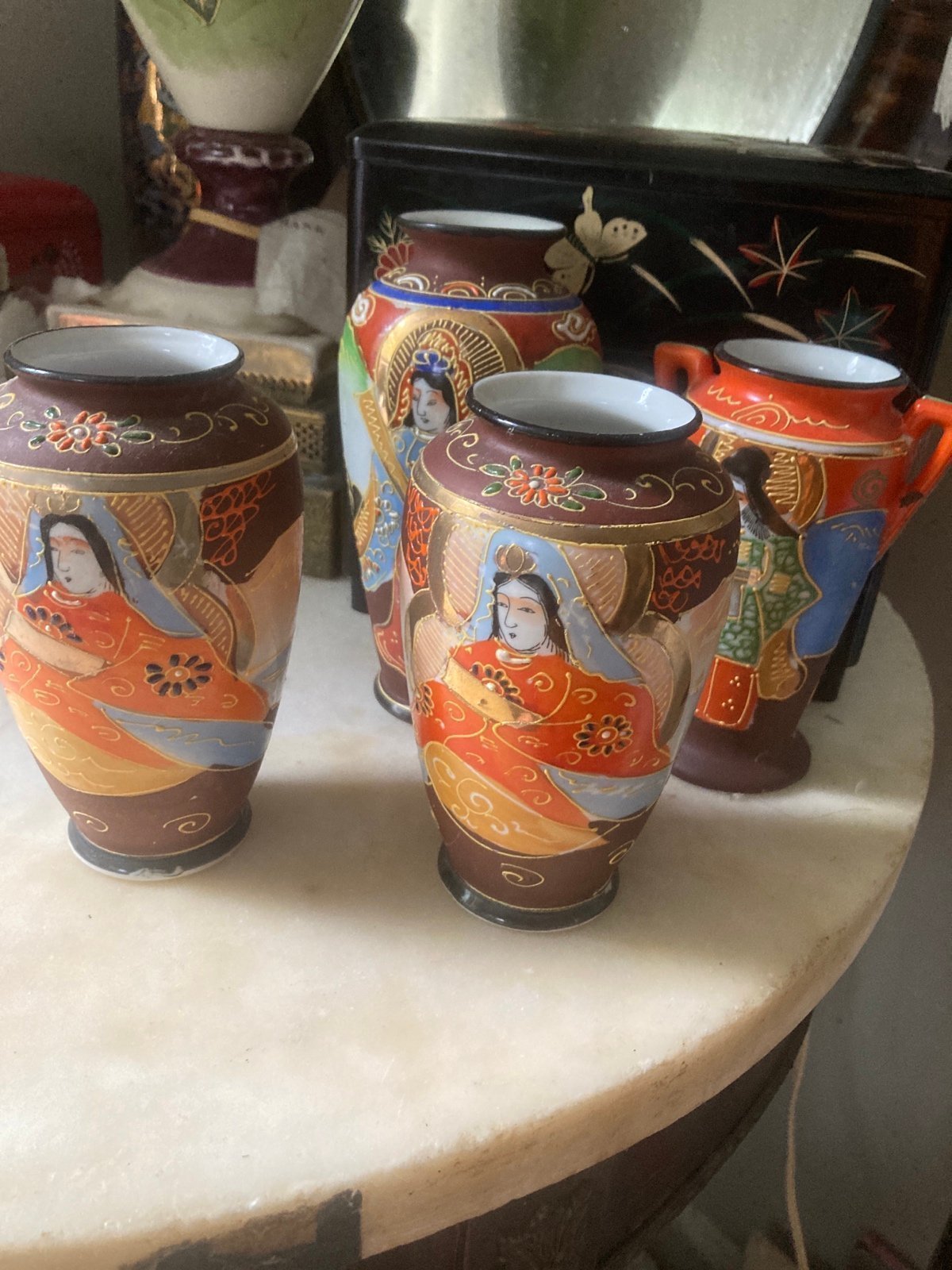 Vintage Gisha girl Japanese vases 4