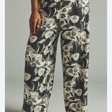 Anthropologie Maeve Soft Wide-Leg Linen Blend Floral Pants Size 16