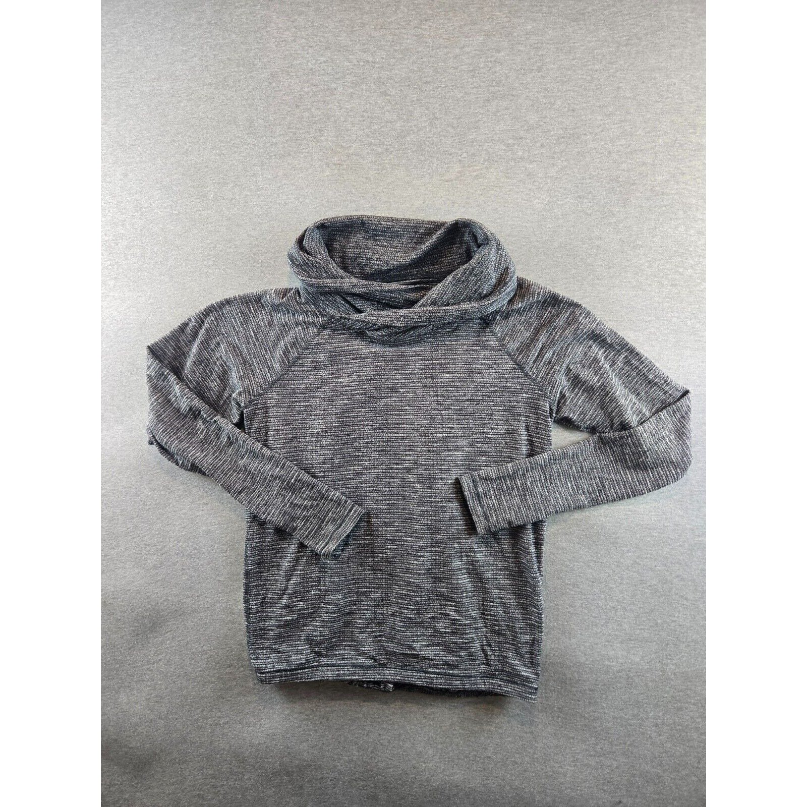 Lululemon Hoodie Women 8 Gray Heathered Healthy Heart Relaxed Knit Cowl Sweater