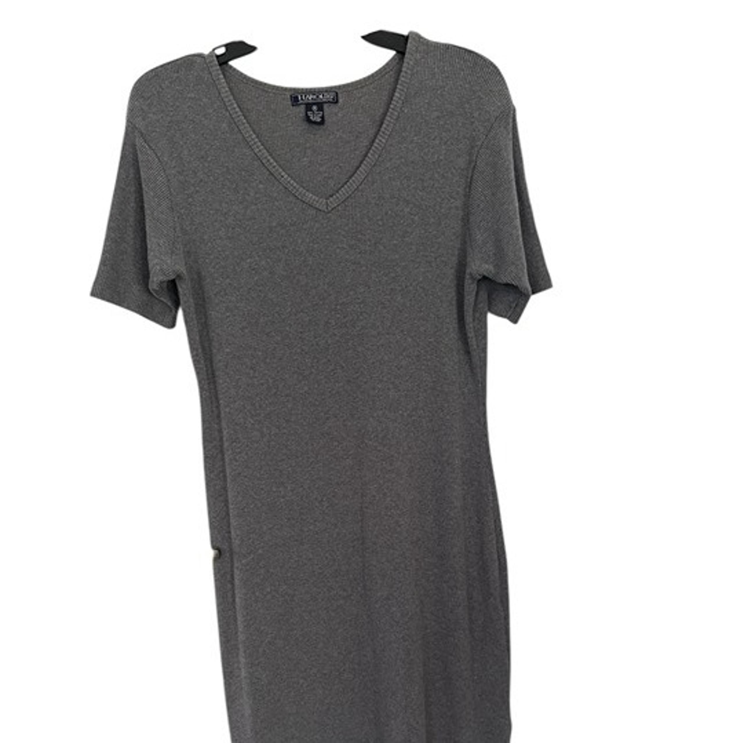 Harolds Grey Ribbed 100% Cotton Midi Dress - Like New Condition - Size M