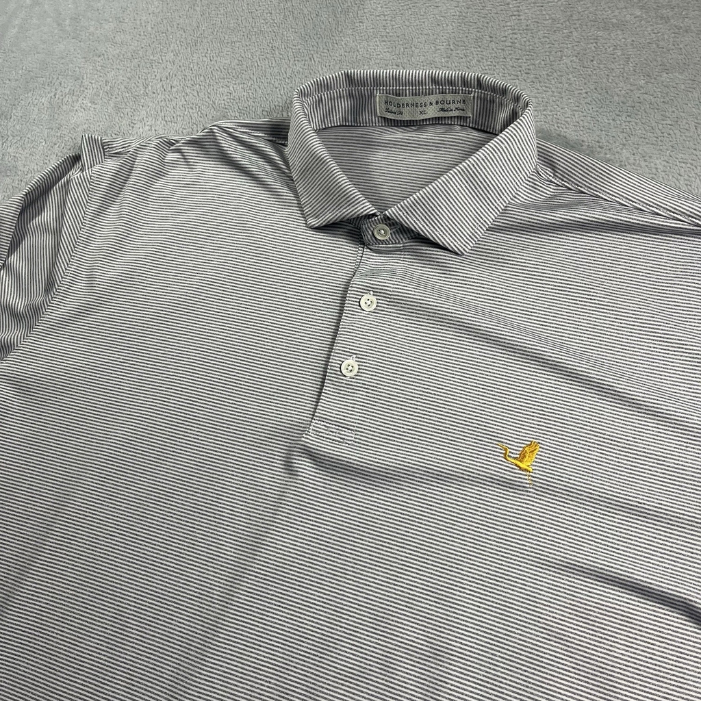 Holderness & Bourne Men's Polo Golf Shirt Gray Course Logo XL EUC