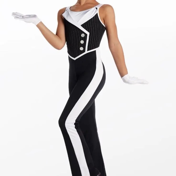 Weissman New York New York Pin Striped Flared Jumpsuit Dance Costume 15726 SC