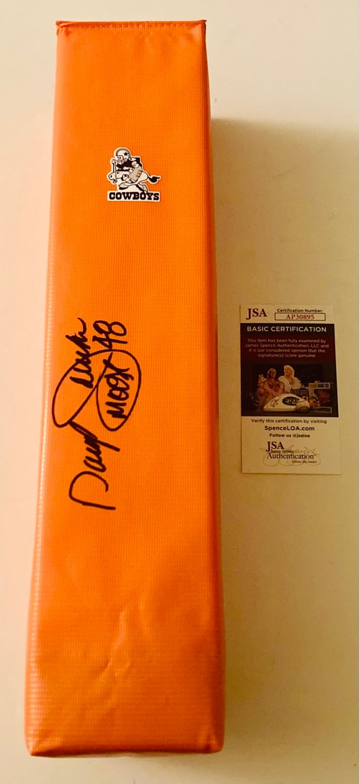 DARYL MOOSE JOHNSTON DALLAS COWBOYS SIGNED AUTOGRAPHED TOUCHDOWN PYLON JSA COA!