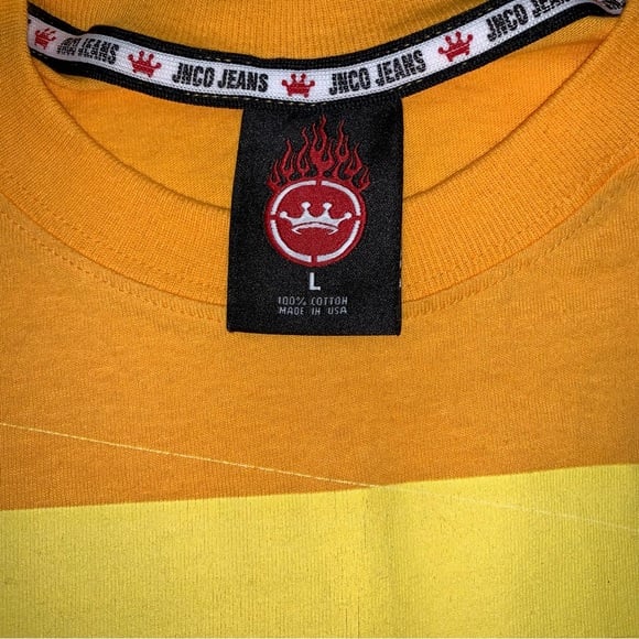 RARE Vintage 90s JNCO Jeans Graphic Long Sleeve Shirt Men’s Large Yellow Tee T