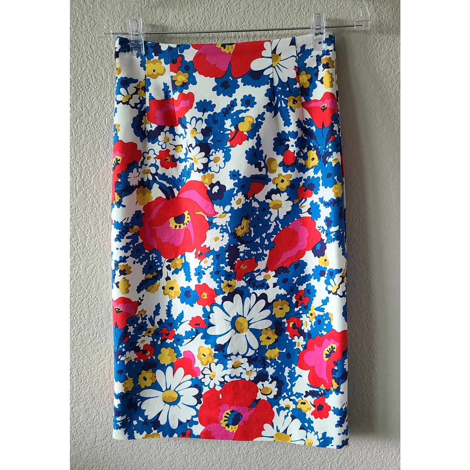 Boden Floral Pencil Skirt Lined Retro Multicolor Midi Cotton Blend US 6 Regular