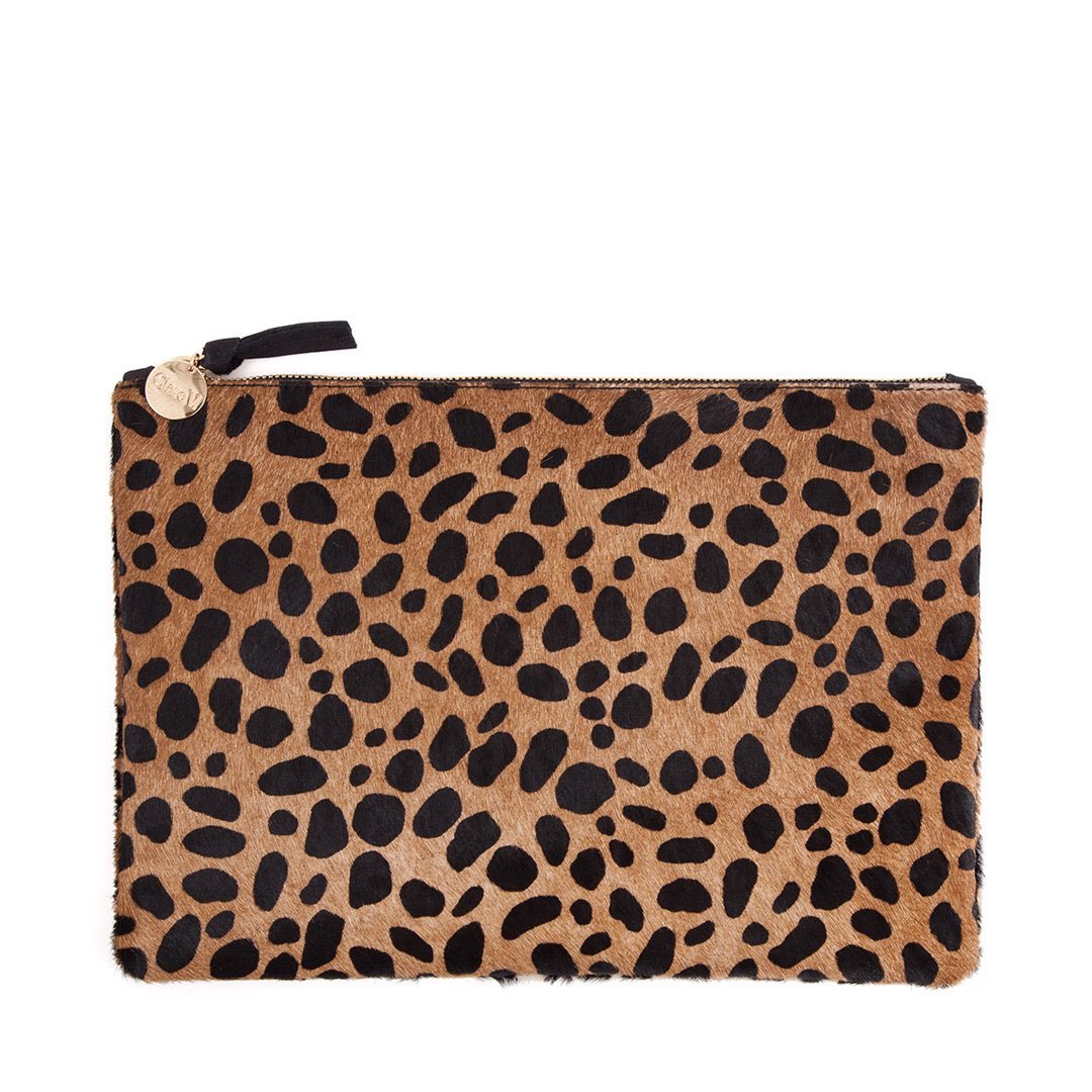 Clare V. Leopard Flat Clutch
