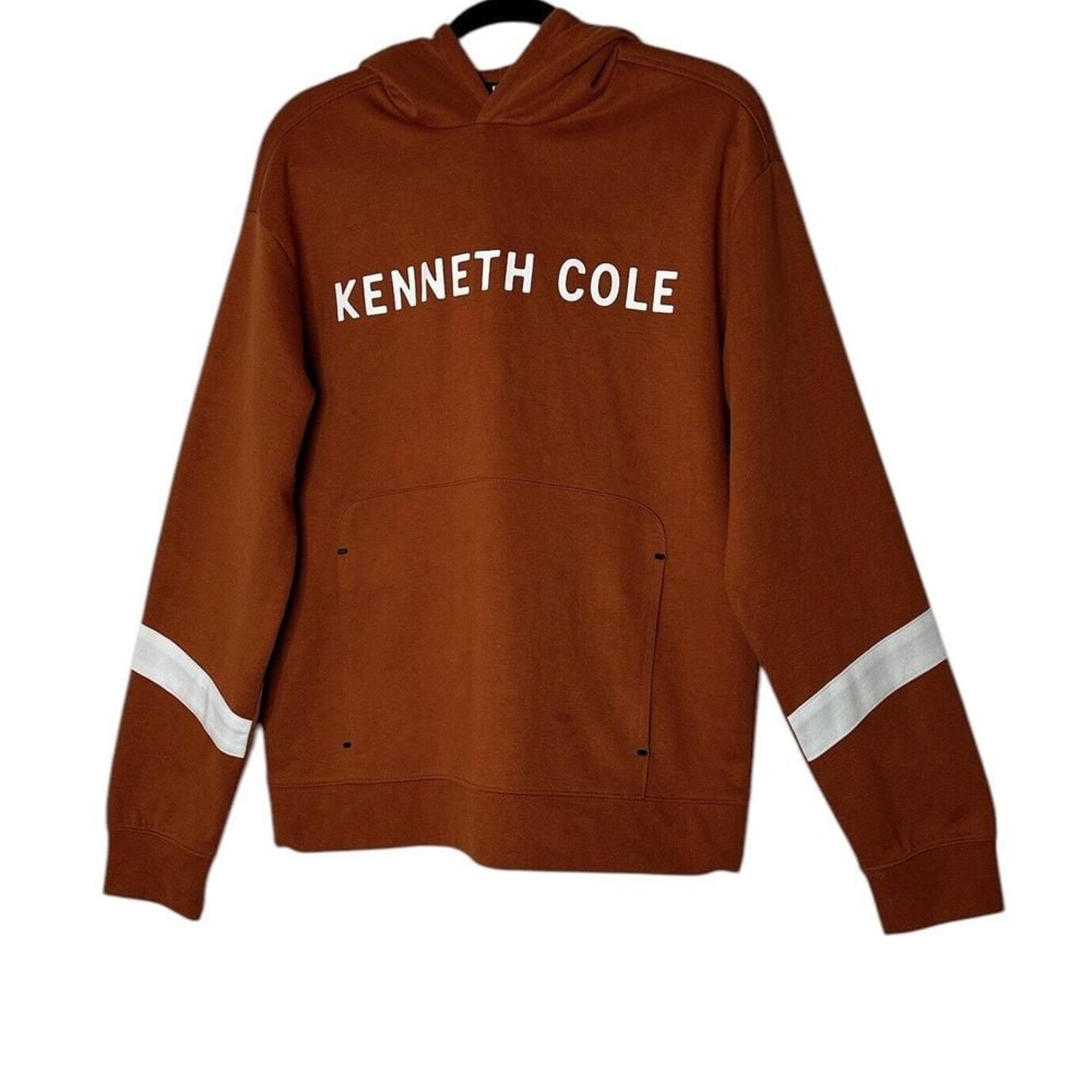 Kenneth Cole Pullover Hoodie Men Large Techni-Cole Burnt Orange Active Outdoor
