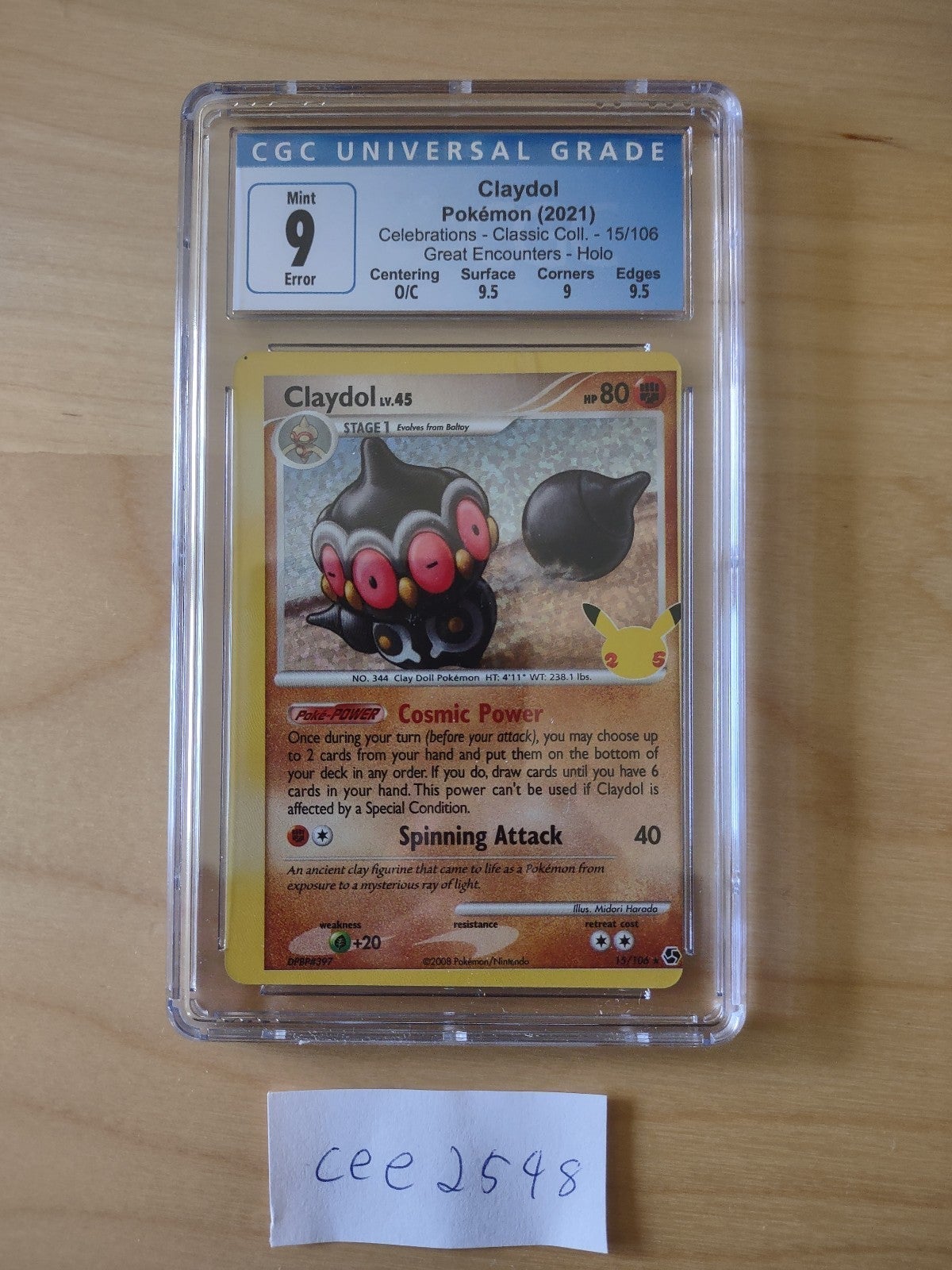 Claydol 15/106 CGC 9 O/C Miscut Error Celebrations Classic Collection English