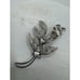 Vtg Sterling Silver Filigree Flower Brooch Pin Crystal Marquis Stones Signed CC