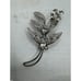 Vtg Sterling Silver Filigree Flower Brooch Pin Crystal Marquis Stones Signed CC