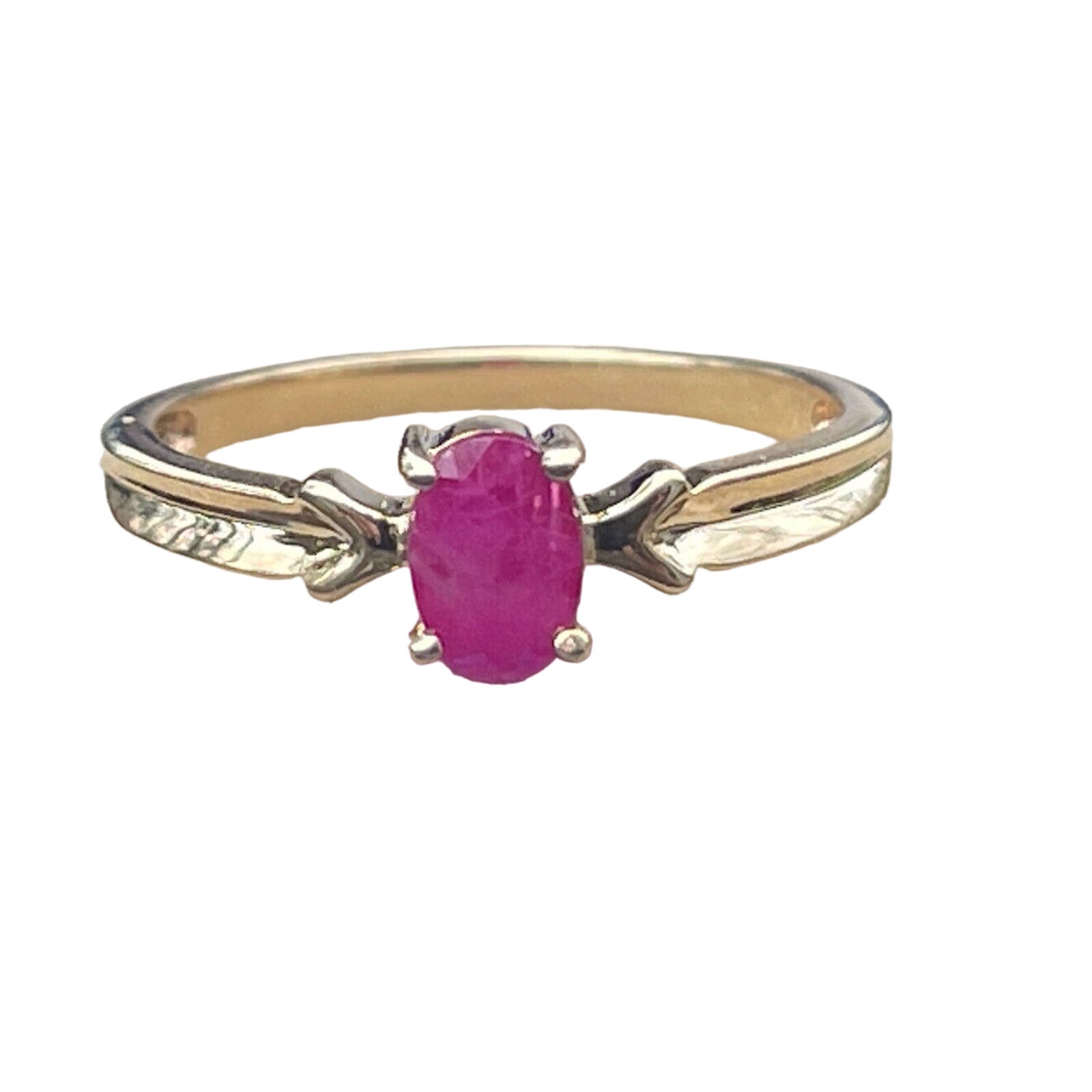 10k Yellow Gold Ring Signed Size 7 Ruby Signed WM Solitaire