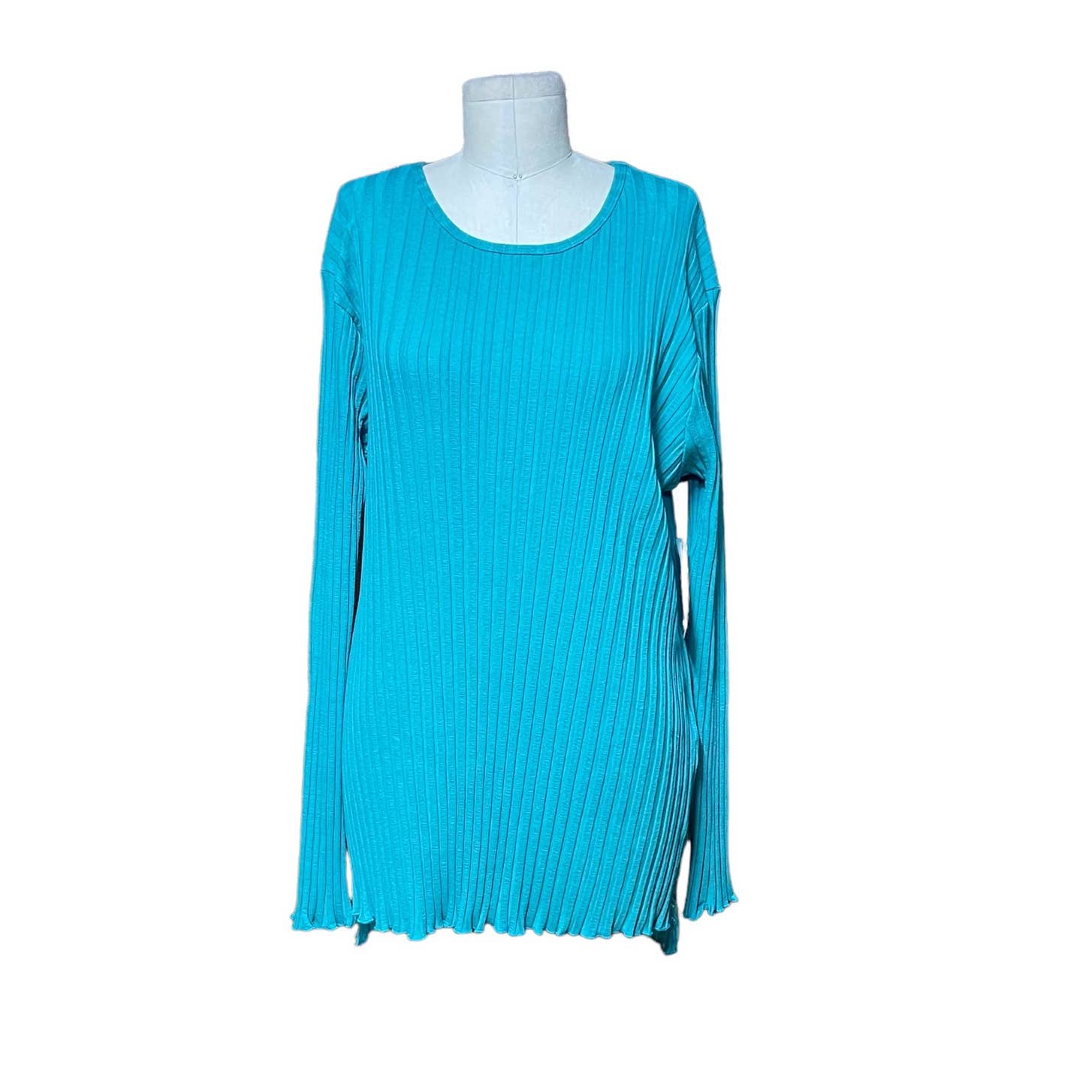Simon Miller Oz Ribbed Long Sleeve Top in Oasis Teal Blue Size XL