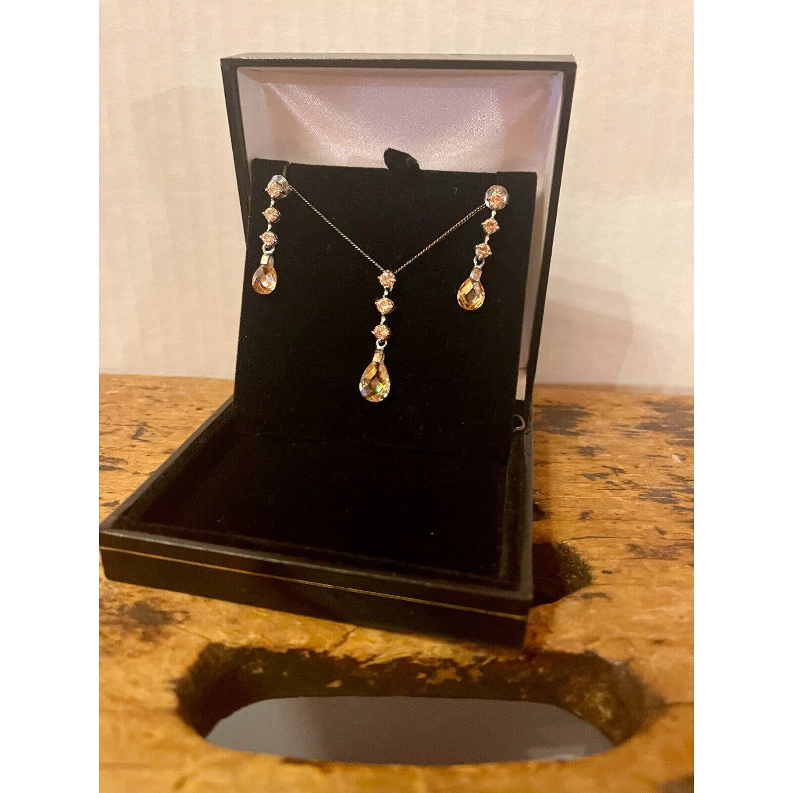 Vintage Sterling Silver & smoky Quartz pendant shops and earring set