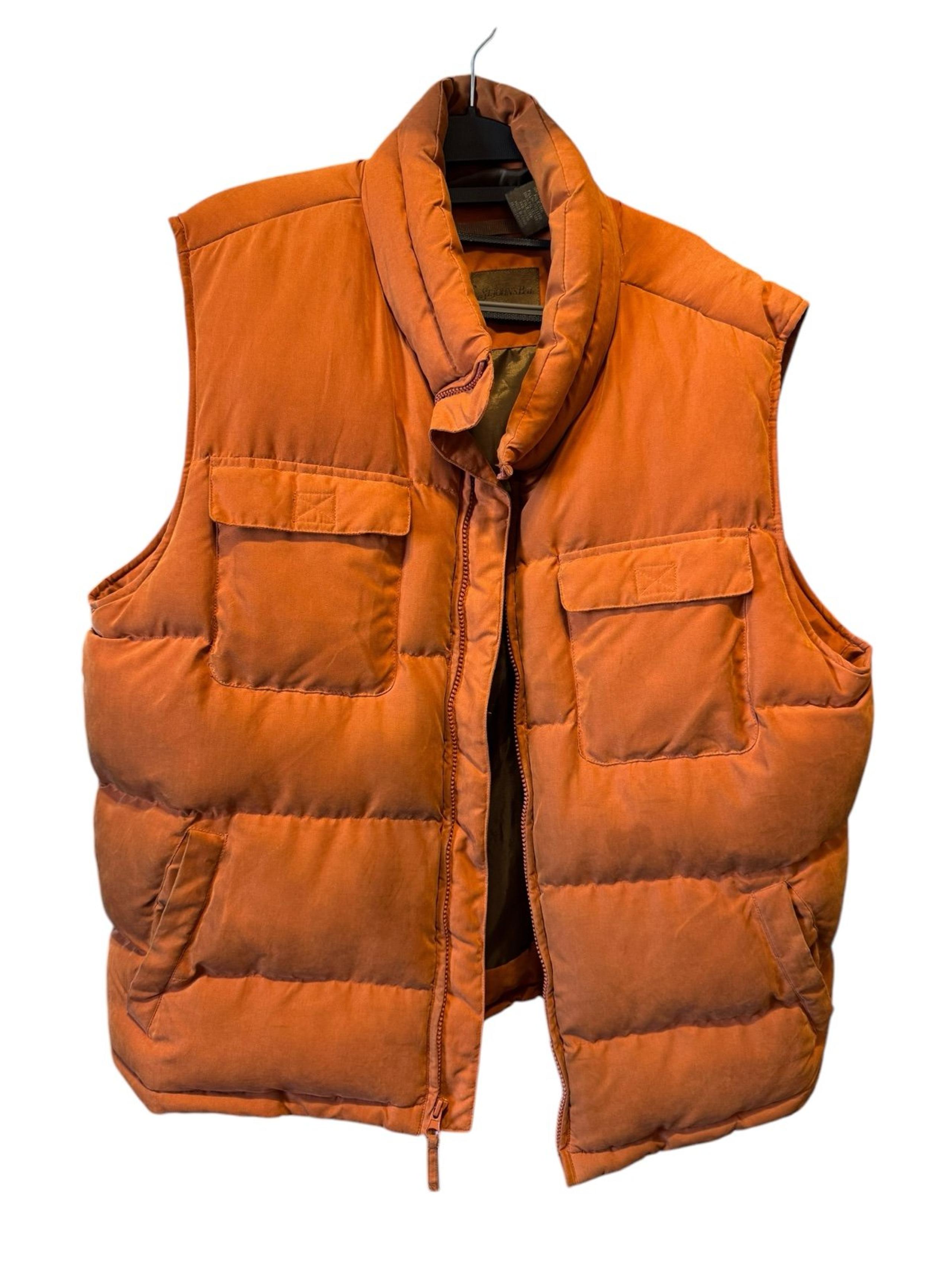St. John's Bay Puffer Vest Men's Large Burnt Orange Full Zip Quilted Lined Warm