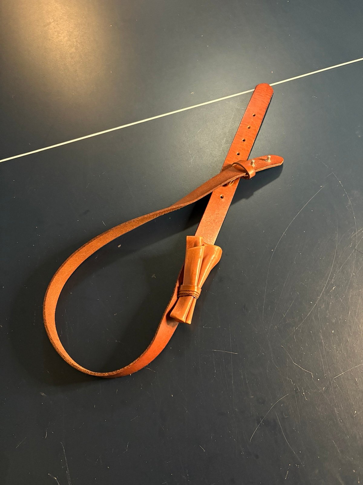 Vintage American Eagle Corp Genuine Leather Belt with Bow Accent