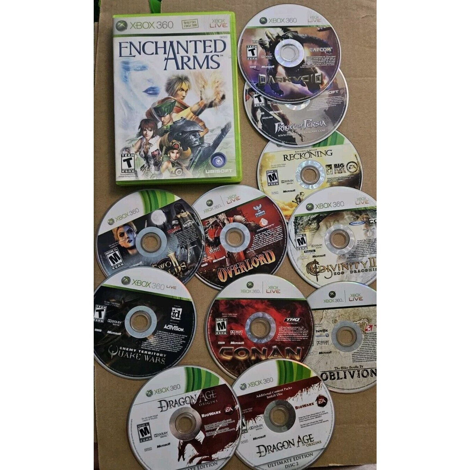 Fantasy Xbox 360 Game Lot Assassins Creed Enchanted Arms Dark Void Dragon Age+++