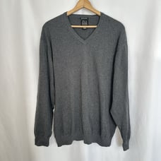 Jos. A. Bank Signature Collection Sweater Mens XXL 100% Pima Cotton Vneck Gray