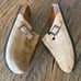Brown suede clogs
