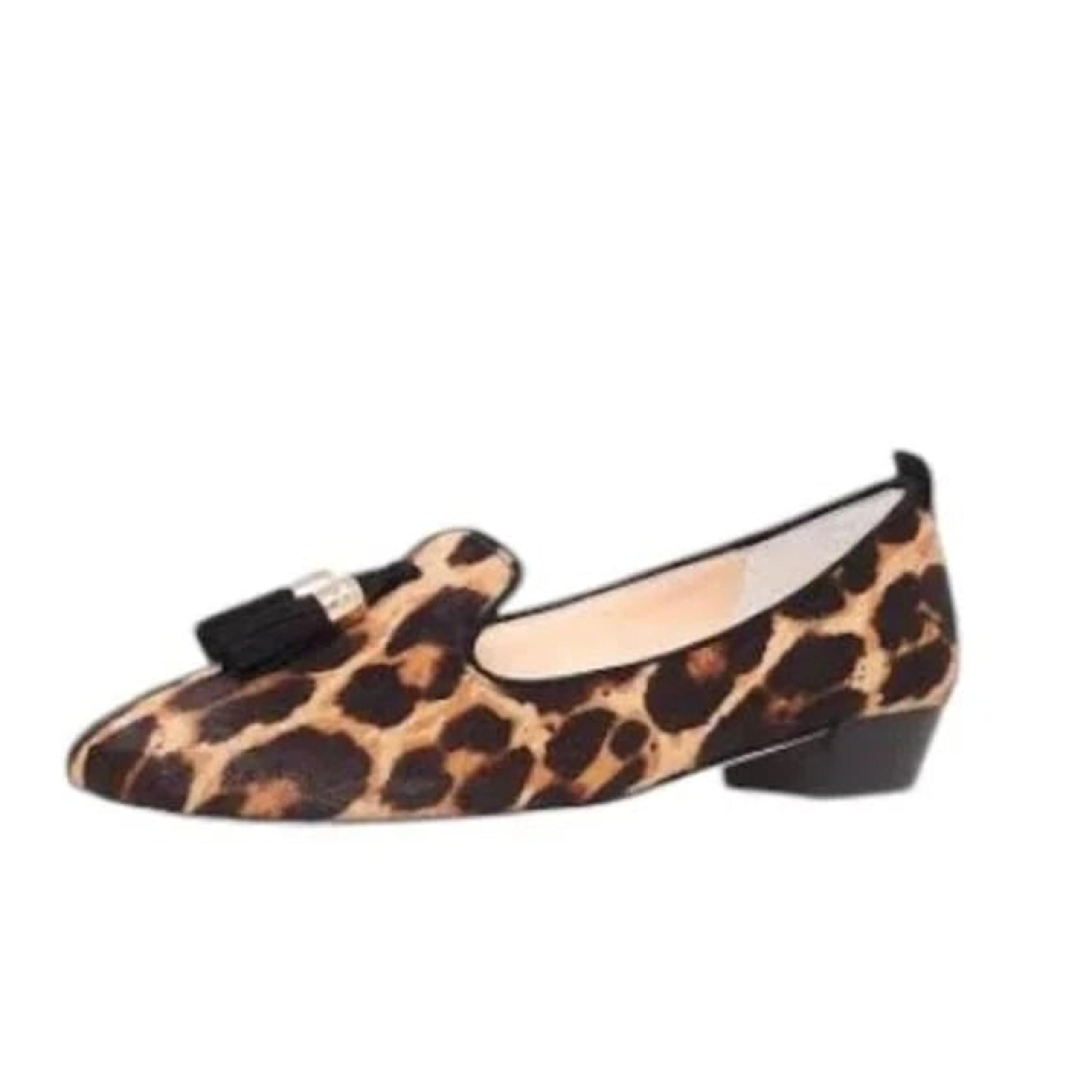 Vince Camuto Women's Black Brown Nancy Leopard Print Tassels Casual Loafer 8.5