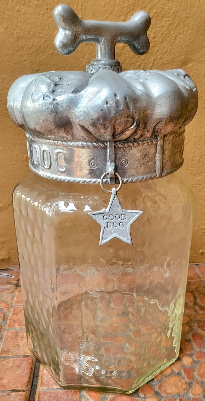 Arthur Court Good Dog Biscuit Treat Jar Glass Canister Large 12 High 2002 RARE