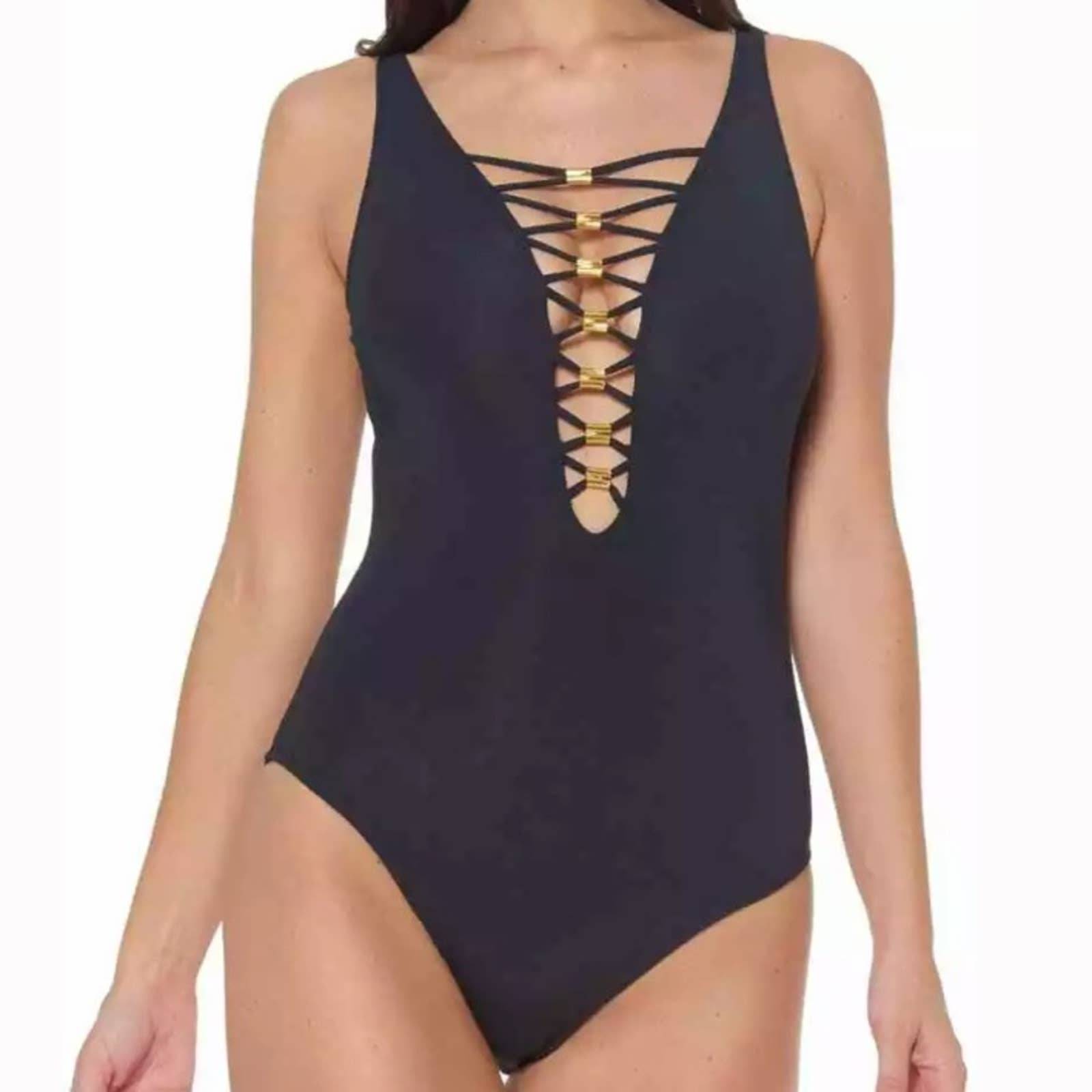 Bleu Rod Beattie Lace Down One Piece Swimsuit Size 20W