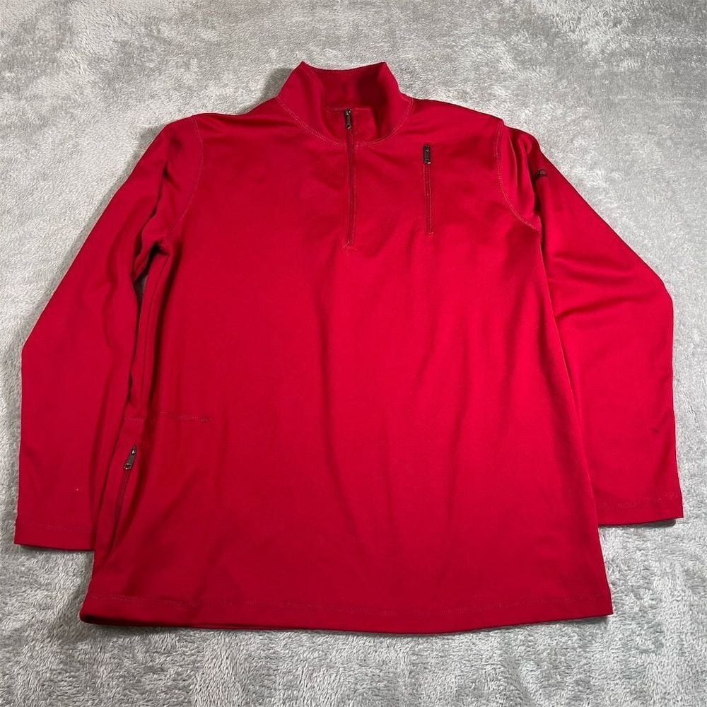 SCOTTeVEST Men's Jacket Large Red Tech-Enabled 1/4 Zip Pullover Lightweight