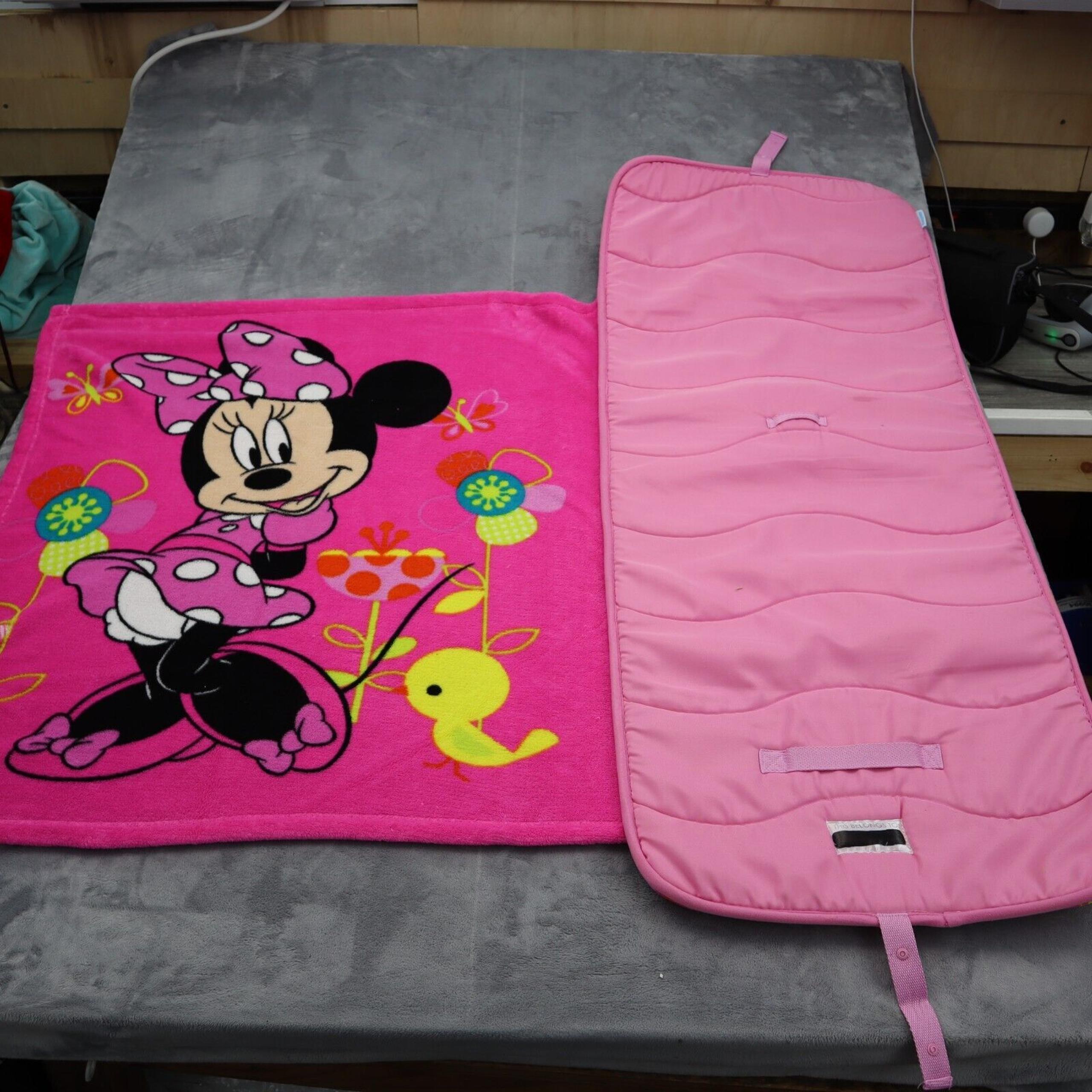 Aquatopia Minnie Mouse Nap Mat Padded Blanket Pink Carrying Travel Set Sleeping