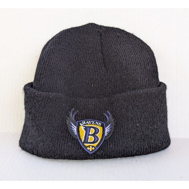 Vintage Baltimore Ravens Beanie Hat Black 90s Original Logo NFL