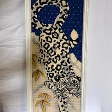 Vintage Crewel Embroidery-Needlepoint Snow Leopard
