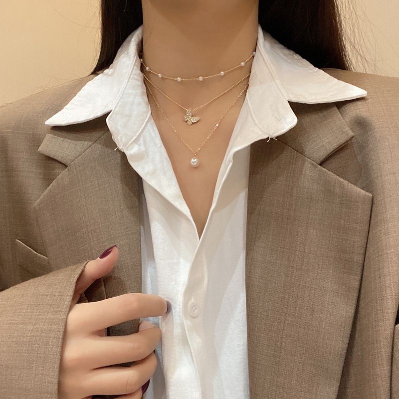 Simple atmosphere metal texture chain combination wear necklace beautiful butter