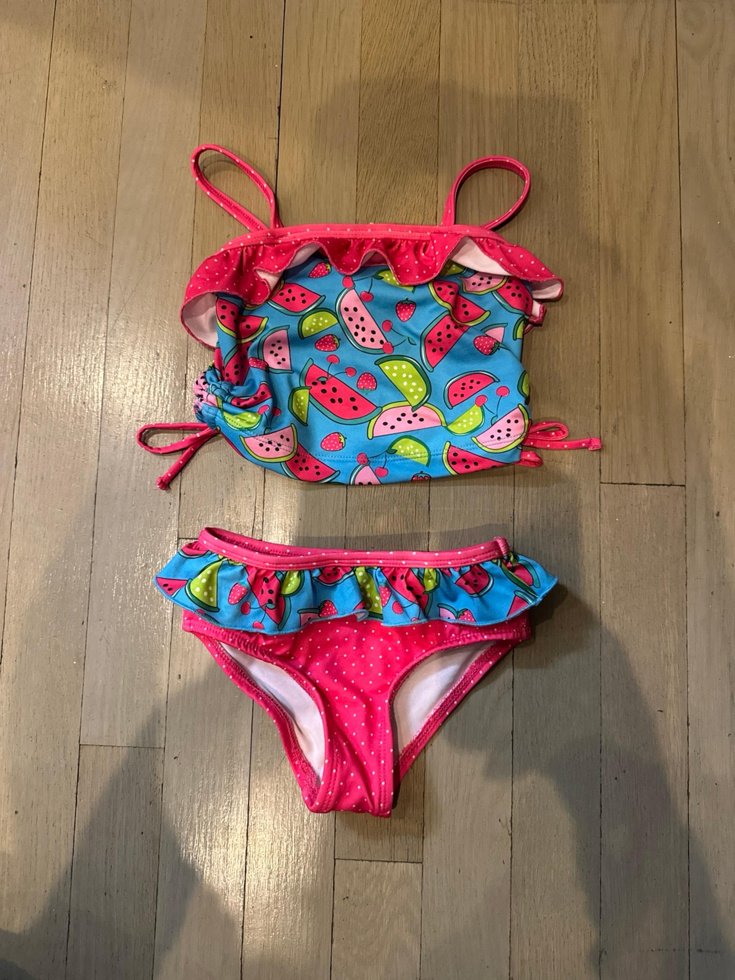 Pink Platinum Toddler Girl watermelon lime/dots Two-Piece Swimsuit Size 3T