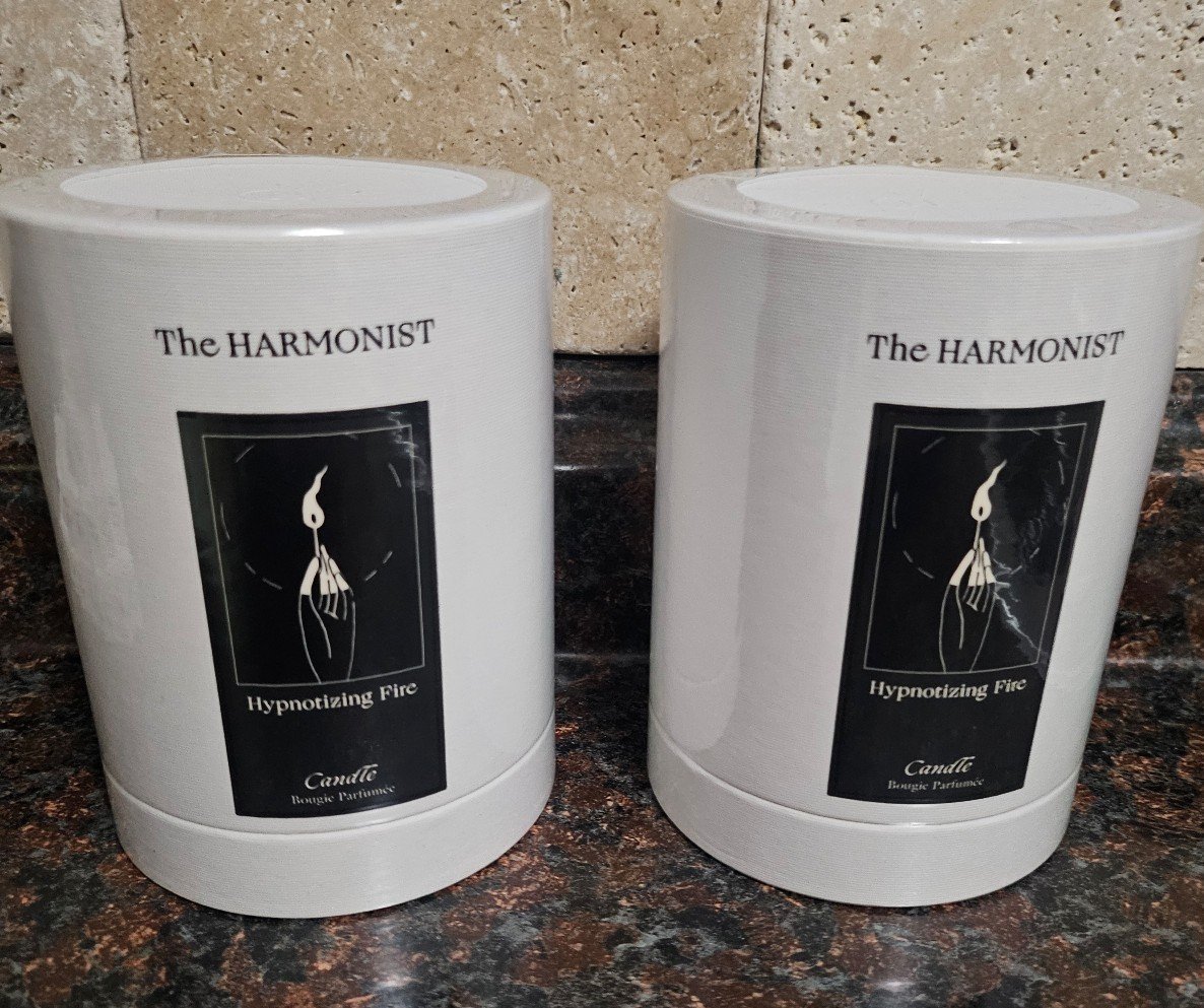 2 THE HARMONIST Hypnotizing Fire Candles new in box 190g each