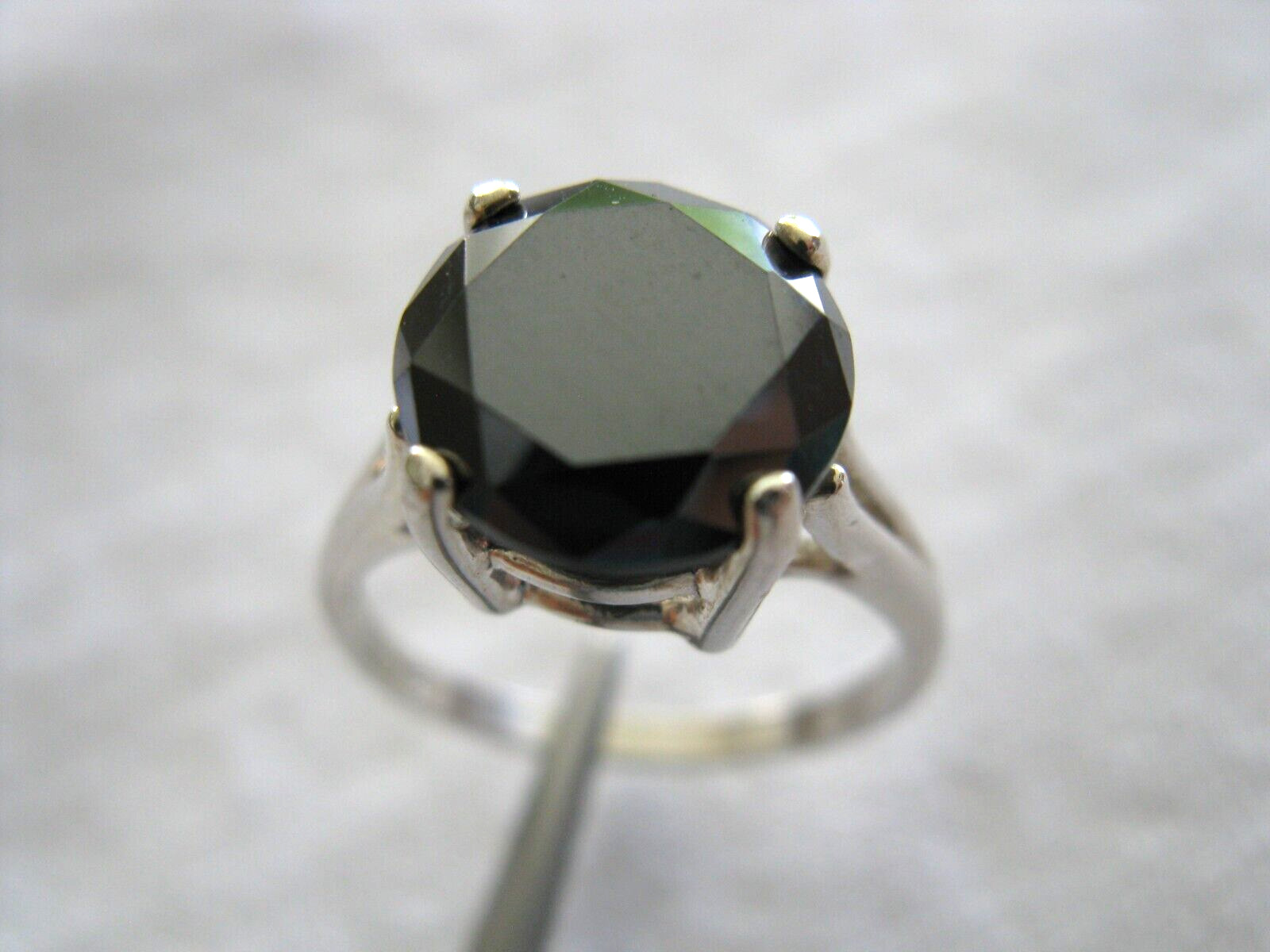 4.33ct 100% NATURAL REAL BLACK DIAMOND RING,FREE DIA TESTER, CERTIFICATE,SI ZE 9