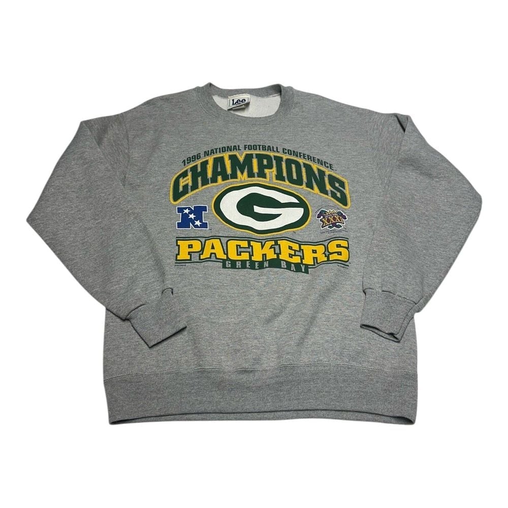 Vintage Green Bay Packers Sweatshirt Men M Gray 1996 90s Crewneck Lee Sport USA