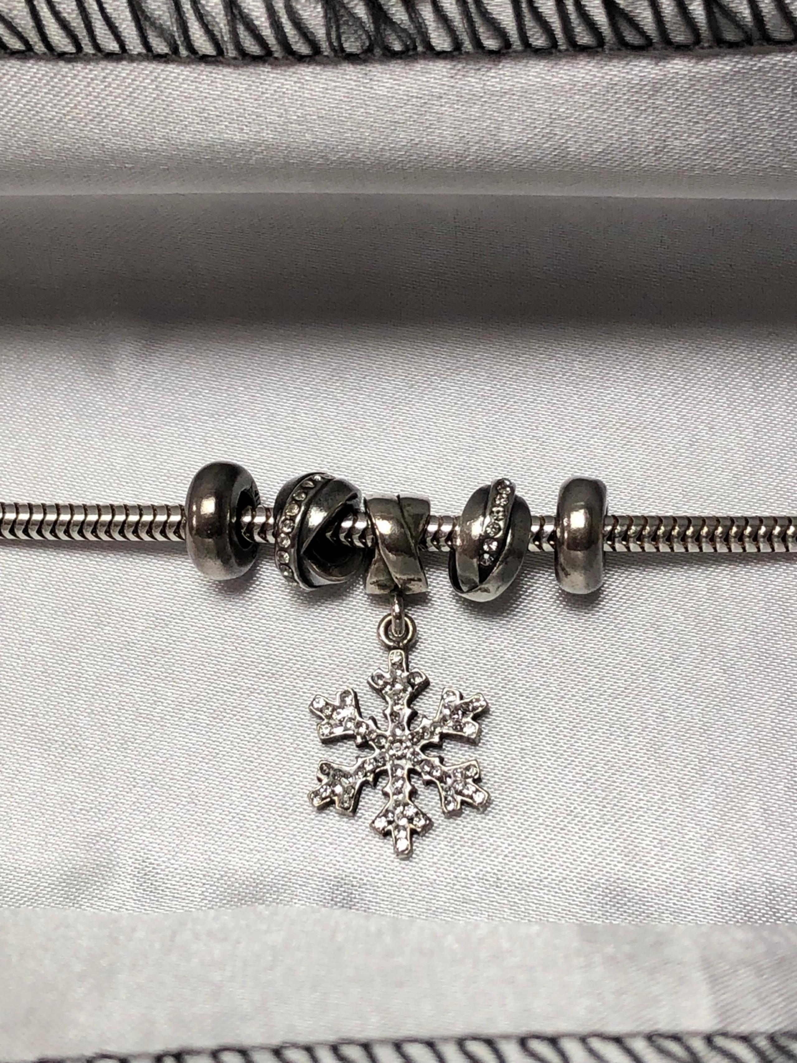 KAY JEWELERS CHARMED MEMORIES 7.5” Winter Snowflake CZ Bracelet Fits PANDORA