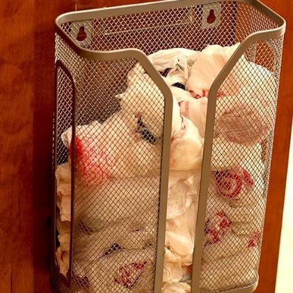 Cabinet Door Grocery Bag Holder, Silver