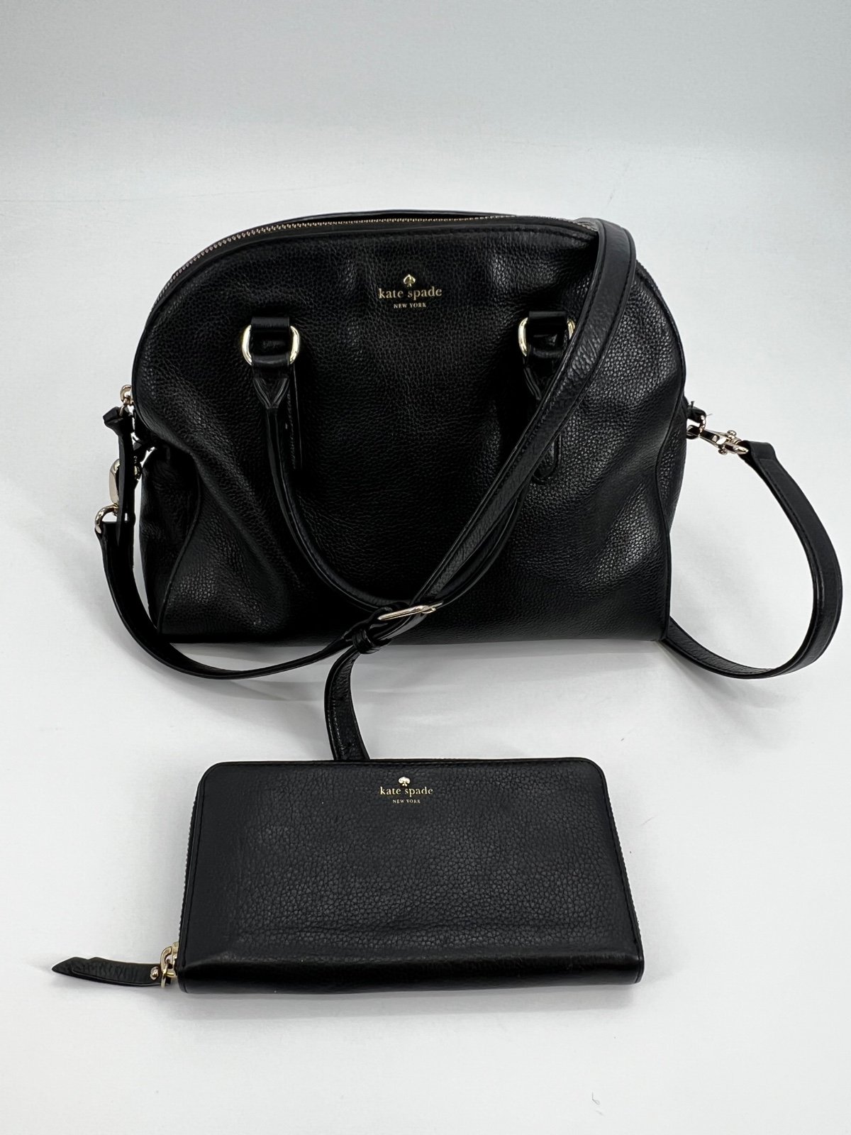 Kate Spade New York Womens Black Convertible Crossbody Handbag Satchel & Wallet