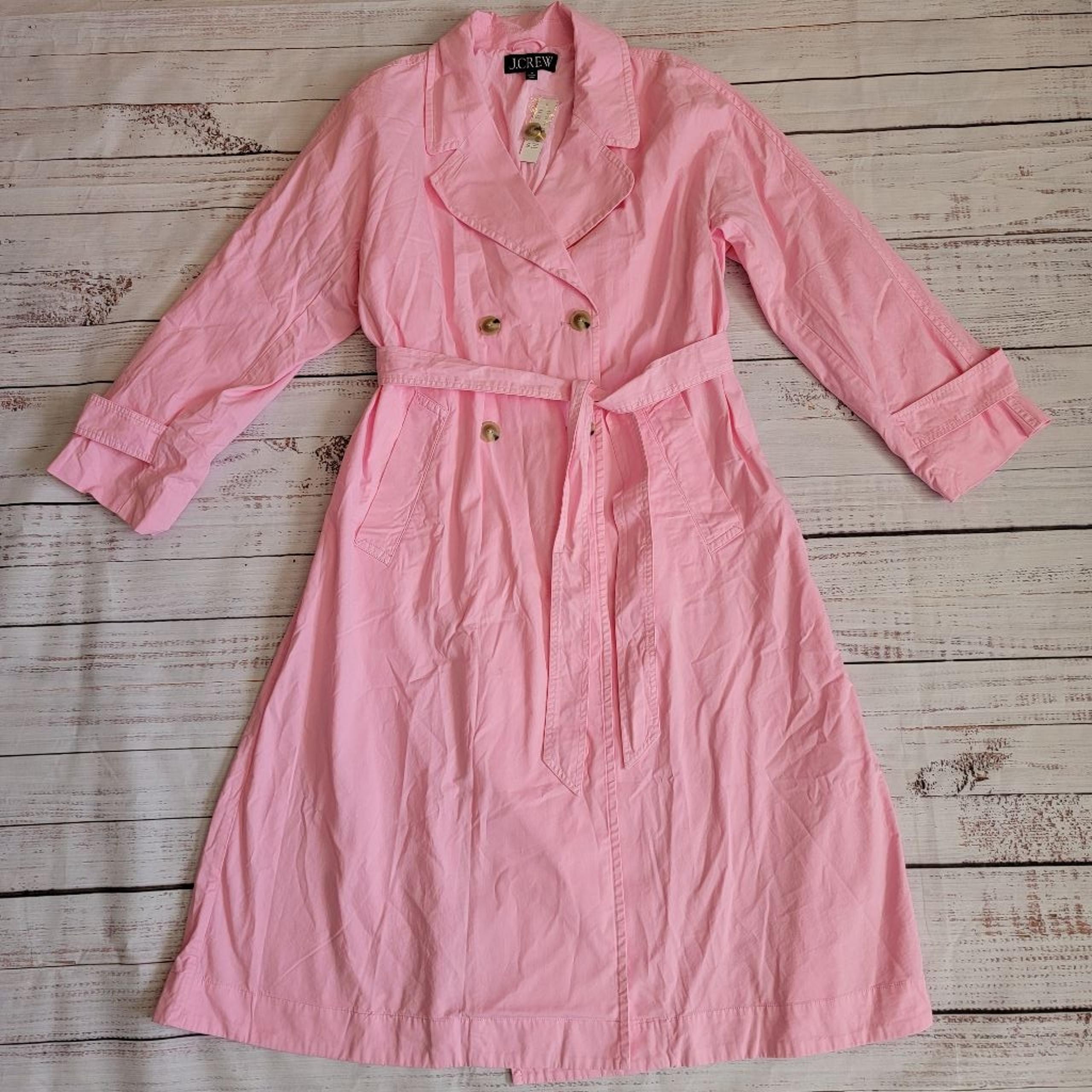 J. Crew Relaxed Heritage Trench Coat Pink Cotton Women's Medium NWT