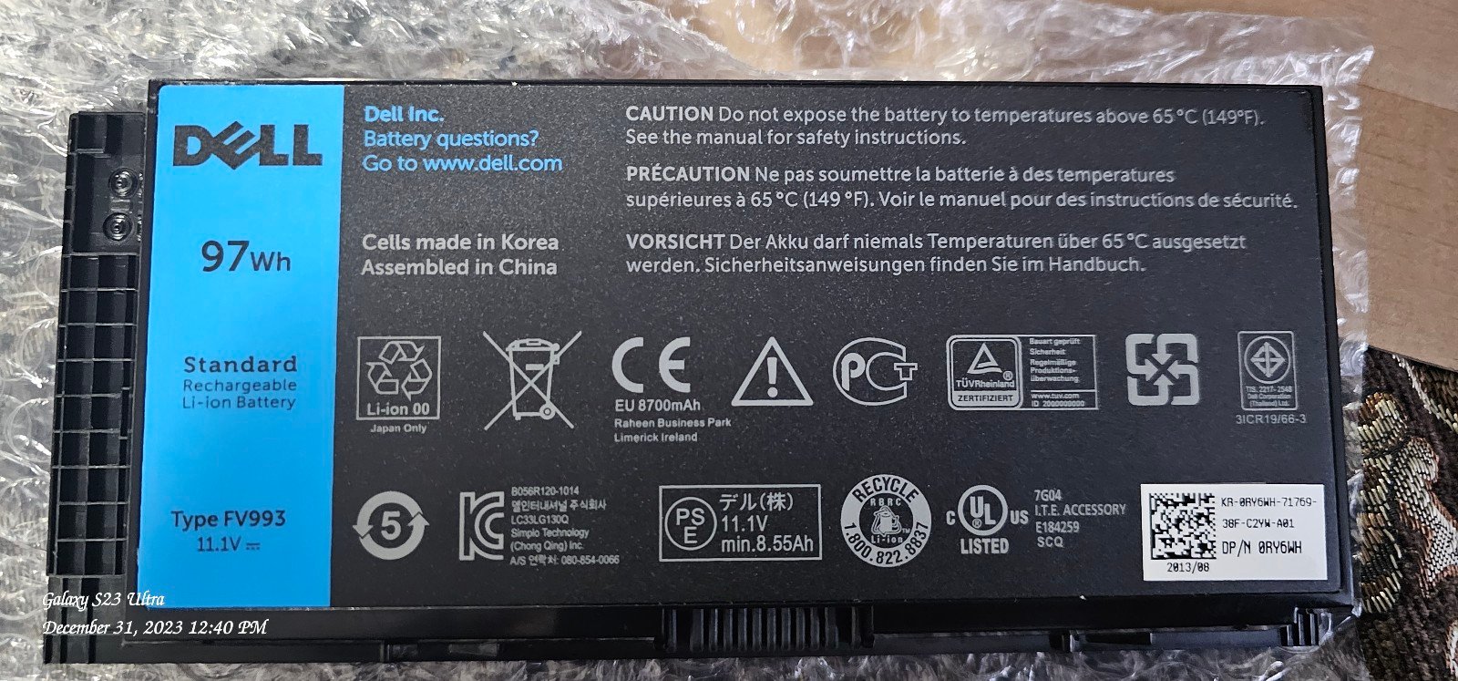 DELL 97W genuine battery- NIB