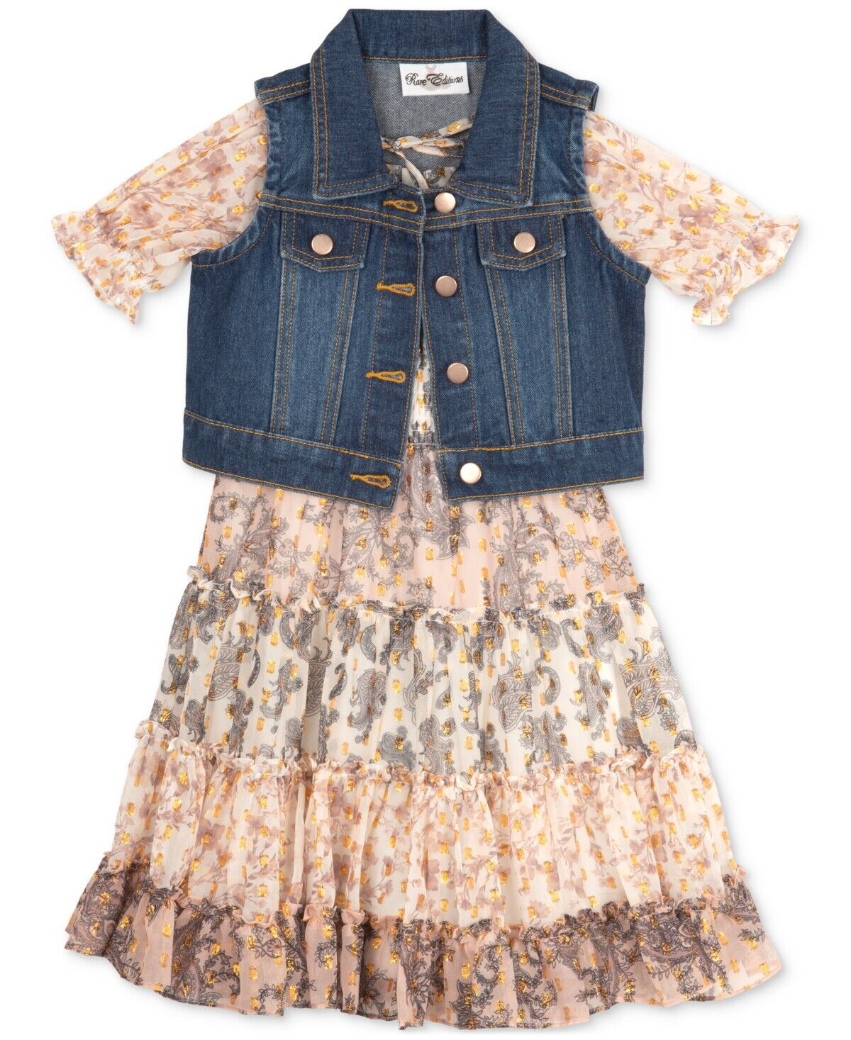 Rare Editions Toddler Girls or Little Girls Dress and Vest, 2 Piece Set 6