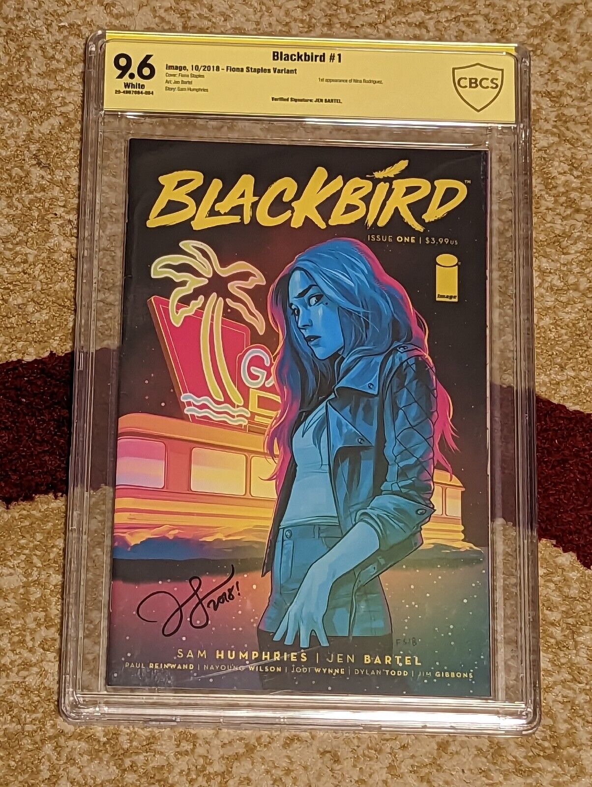 Blackbird #1 2018 Fiona Staples Variant Cover Image CGC 9.6 Signed By Jen Bartel
