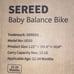 Kid's SEREED Baby Balance Bike for 12-24 Month Old. 4 Wheel. Green