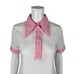 Vintage 70s Polo Shirt Women's Large Baby Pink Checkered Collar Sweet Top