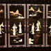 4 Large Vintage Asian Black Lacquer Mother Of Pearl Wall Art Panels
