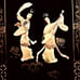 4 Large Vintage Asian Black Lacquer Mother Of Pearl Wall Art Panels